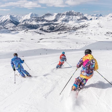 3 people skiing